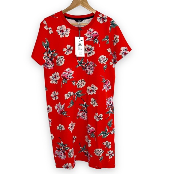 NWT Joules Red Floral Liberty Print A Line Jersey Dress | Size 6 - Picture 4 of 14
